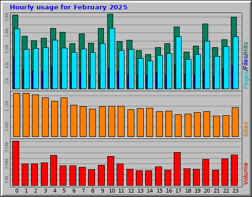 Hourly usage for February 2025